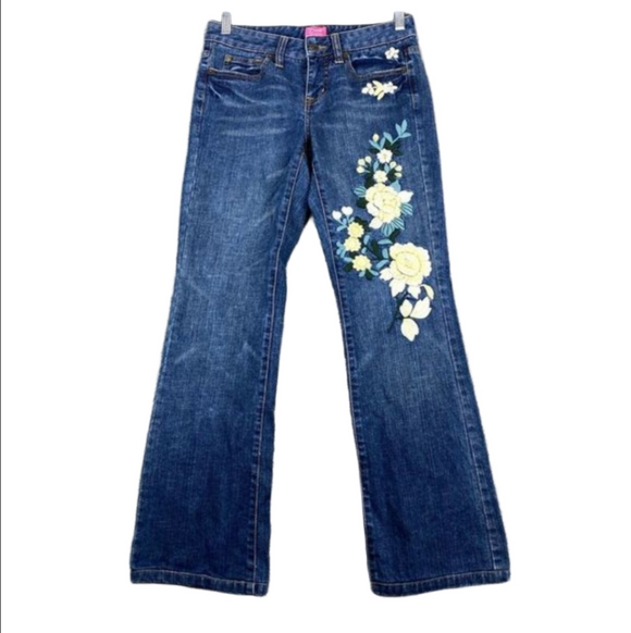 Drew The Limited Floral Embroidered Bootcut Jeans Size 6 - Picture 2 of 8